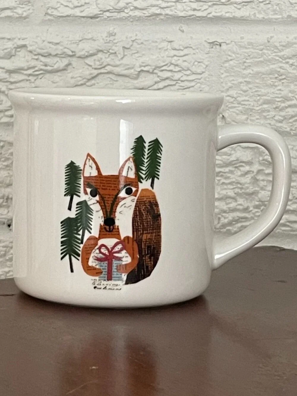 Pottery Barn fox gift present coffee mug Christmas Denise Fiedler
